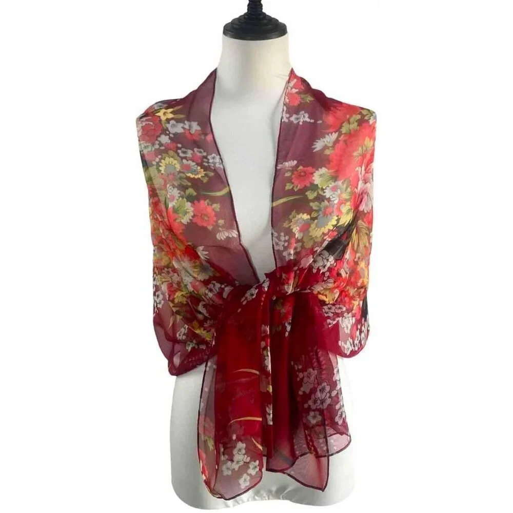 Women's Ao4 Lightweight Floral Print Scarves, Shawl Wraps & Fashion